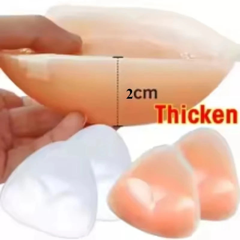 2Pcs Silicone Bra Inserts Breast Pads Sticky Push-Up Women Bra Cup Thicker Nipple Cover Patch Bikini Inserts for Swimsuit Gifts