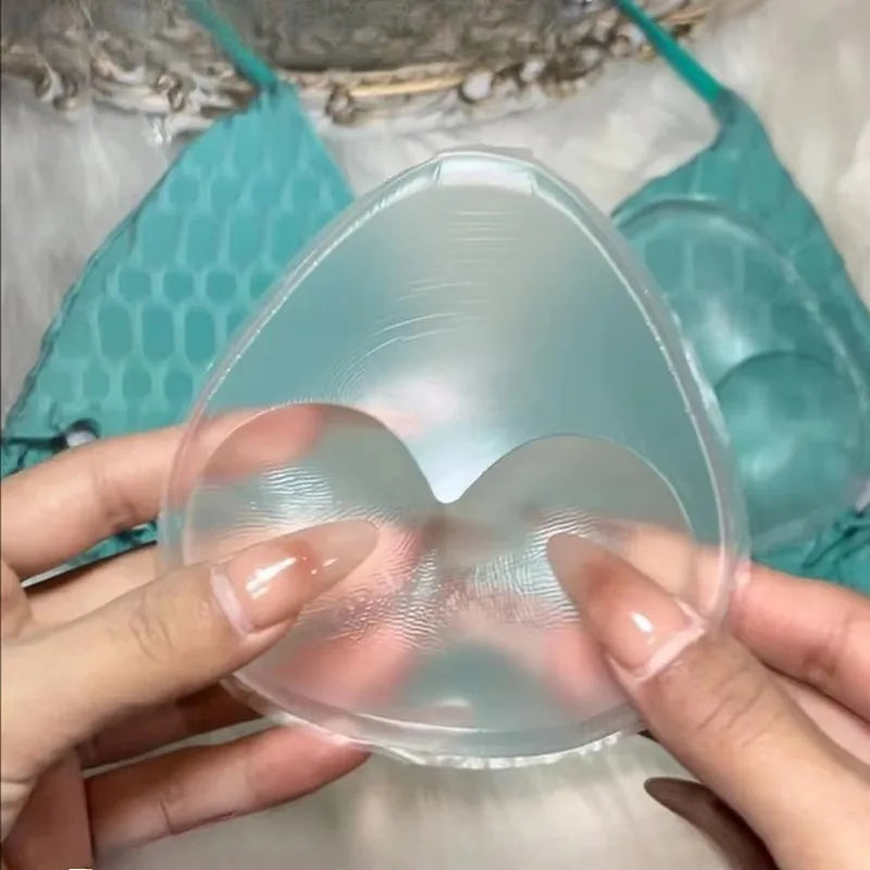 2Pcs Silicone Bra Inserts Breast Pads Sticky Push-Up Women Bra Cup Thicker Nipple Cover Patch Bikini Inserts for Swimsuit Gifts