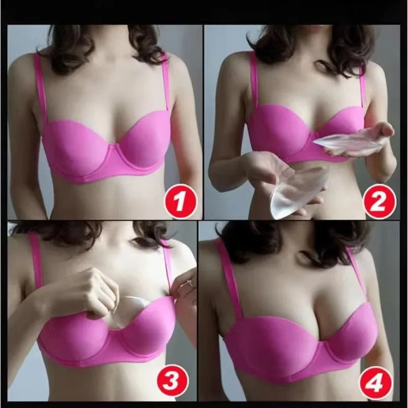 2Pcs Silicone Bra Inserts Breast Pads Sticky Push-Up Women Bra Cup Thicker Nipple Cover Patch Bikini Inserts for Swimsuit Gifts