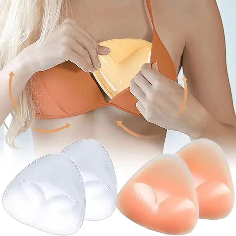 2Pcs Silicone Bra Inserts Breast Pads Sticky Push-Up Women Bra Cup Thicker Nipple Cover Patch Bikini Inserts for Swimsuit Gifts